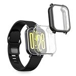 kwmobile Case Compatible with Xiaomi Redmi Watch 5 Active Case - 2X TPU Silicone Fitness Tracker Cover - Transparent/Black