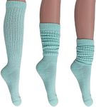 AWS/American Made Slouch Socks Cotton Scrunch Knee High Extra Long Heavy Socks (Mint, 1 Pair)