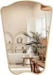 Monjita Irregular Wall Mirror Asymmetrical Mirror, 32'' x 23'' Gold Framed Mirror, Decorative Wall Mirror, Modern Vanity Luxurious Mirror for Living Room Entryway Bathroom, Wall Mounted Italian Mirror