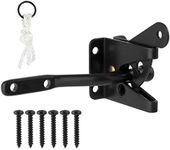 HILLMASTER Upgrade Self-Locking Gate Latch for Wooden Fence Heavy Duty, Automatic Gravity Lever Door Latches with Longer Fasteners & Pull String for Secure Pool, Garden, Black Finish/4.7in