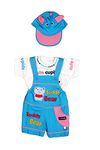 Wearilio Baby Boy's And Baby Girl's Dungree Set / Romper Set with T-Shirt And Cap (12 Months - 24 Months, Light Blue)