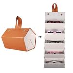 QONETIC Sunglasses Organizer with 5 Slots, Travel Glasses Case Storage Portable Sunglasses Storage Case Bag Foldable Eyeglasses Holder Box Eyewear Display Containers for Women Men (5 Slot, Brown)