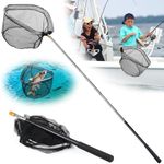 Fishing Net 70" Telescopic Foldable Fishing Landing Net Extendable Long Handle Catching Releasing Nets Fishing Accessories Butterfly Fish Shrimp Catcher for Outdoor Beach Garden Exploration (Triangle)