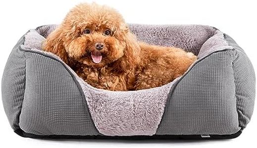 MIXJOY Washable Pet Beds for Dogs and Cats, Soft Orthopedic Puppy Bed With Anti-Slip Bottom, Calming Cuddler for Small Pets (20x19in, Grey)