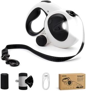 LULUPET 16Ft Retractable Dog Leash with LED Light, Heavy Duty Dog Leash for Small, Medium & Large Dogs Up to 66lbs, 360° Tangle-Free, Dispenser and Poop Bags