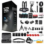 Go Pro HERO12 (Hero 12) Black - with 50 Piece Accessory Kit and 2 Extra Batteries + 64GB Card - Waterproof Action Camera - 5.3K HDR, 27MP Photos, 1/1.9" Sensor, Live Streaming, Webcam, Stabilization