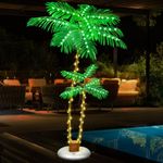 Lighted Artificial Palm Tree, 6 FT Light Up Christmas Palm Tree Decorations Decor, Fake Trees Lights for Patio Yard Pool Porch Deck Tropical Party Tiki Bar Indoor Outdoor Use