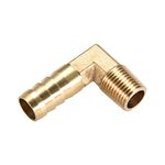 M METERXITY 2 Pack Brass Hose Barb Fittings - 90 Degree Elbow Brass 12mm Barbed Reducer Apply to Water Fuel (1/4 PT Male Pipe)