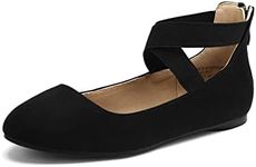 DREAM PAIRS Women's Ballet Flats Comfortable Fashion Elastic Ankle Straps Mary Jane Shoes,Size 8,Black,Sole_Stretchy