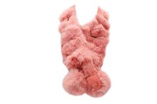 surell Long Rabbit Ball Scarf - Womens Neck Trim Scarf - Winter Collar Wrap (Pink)