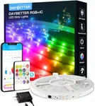 DAYBETTER RGB Smart IC LED Lights for Bedroom, 16.4FT RGB LED Lights with Bluetooth APP & Remote Control 24V 5050 Color Changing LED Strip Lights Music Sync for Room Home Party Wall Indoor Decor