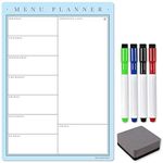 TMS Magnetic Weekly Meal Planner A4, Whiteboard Planner, Shopping List and Menu Organiser - with 4 Dry Erase Pens and Eraser Dry Wipe Fridge Calendar for Daily Notes and Reminders (Duck Egg Blue, A4)