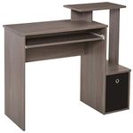 HOMCOM Computer Desk with Sliding Keyboard Tray Storage Drawer Shelf Home Office Workstation Grey