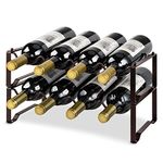 Mutool 2 Tier Stackable Wine Racks Hold 8-16 Bottles Wines,Metal Freestanding Stand Wine Organizer Holder Countertop Liquor Storage Shelf，Bronze (2 Tier)