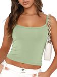 Trendy Queen Womens Spaghetti Strap Tank Tops Adjustable Cute Camisole Going Out Crop Tops Summer Clothes, LightGreen, XL