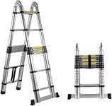 GOBBLER Portable and Extension 12.5 ft Double Telescopic Folding Aluminium Ladder; for Household and Outdoor; 1.9+1.9 m (GB-JTL06)