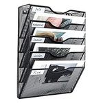 PAG Hanging Wall File Holder Mail Organizer Wall Mount Document Letter Rack, 5-Tier, Black