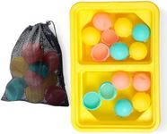 Botabee Silicone Reusable Water Balls withNet Bag - Set of 12 - Refillable Water Balloons for Endless Summer Fun - Mini Water Balls for Parties, Outdoor Activities - Multicolor Pastel