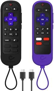 [2-Pack] Climberer Remote Case Cover Compatible with Roku Ultra 2024 / Voice Remote Pro (2nd Edition) & Rechargeable Pro (2nd Ed) #RCB1R (Black + Purple)