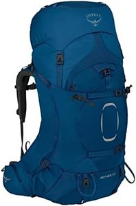Osprey Aether 65 Mochila de Hombre para excursiones, Azul (Deep Water Blue), Talla S/M