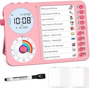 3-in-1 Visual Timer & ADHD Tool for Kids – ADHD Task Timer for Adults with Visual Schedule, Chore Chart & Planning Board for Home, School, Classroom, Work (Pink)