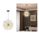 GDLMA Firework Chandelier Modern Ceiling Light Crystal Pendant Lamp for Bedroom, Living Room, Dining Room (Gold)