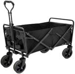 Collapsible Wagon Cart, Black Folding Beach Cart, Utility Heavy Duty Storage Wagon for Outdoor, Camping, Picnic, Garden, Shop, Sports