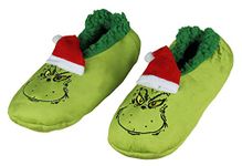 Bioworld Dr. Seuss GRINCH That Stole Christmas Slippers Santa Grinch Slipper Socks with No-Slip Sole Unisex (Green, Medium), The Grinch, Medium