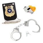 TXSN Police Costume Accessories Set, Police Accessories Metal Handcuffs, Police Bage and Whistle for Men Women Boys Girls