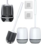 NORIDY Pack Of 2,Silicone Toilet Brush With Holder,Wall Mounted&Free Stand Long Handle Bathroom Sleek Toilet Bowl Cleaner Brush With Stand,Pot Commode Bathroom Floor Cleaning Scrubber Brush(Pack of 2)