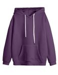 Veirdo Cotton Fleece Regular Fit Hooded Sweatshirt Full Sleeves Jumper Purple Solid Winter Sweatshirt for Men (W_05_Purple_S)