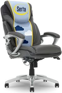 Serta Bryce Executive Office Chair, Ergonomic Computer DeskChair with Patented AIR Lumbar Technology, Comfortable Layered Body Pillows for Cushioning, SertaQuality Foam, Bonded Leather, Gray