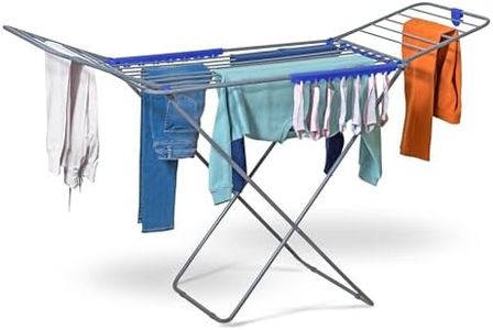 CUQOO Foldable Airer - Compact Clothes Drying Rack, Winged Heavy Duty Indoor Airer, Outdoor Clothing Drying Rack w/ 22 Bars, Large Premium Stainless Steel Laundry Clothes Horse