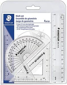 Staedtler Math Set with Ruler, 2 Triangles, Protractor, portable 4 piece, 569 WP4