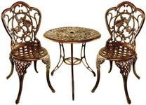 Oakland Living Hummingbird Cast Aluminum 24-Inch Glass Top Table with 3-Piece Bistro Set, Antique Bronze