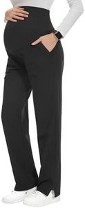 POSHGLAM Women's Maternity Scrubs Pant Workwear Casual Cargo Pregnancy Pants, S-XXL, Black, Medium