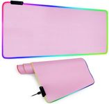 Migazelle RGB Gaming Mouse Pad, Extended Desk Mat 90x40cm 14 Lighting Modes Gaming Keyboard Pad Desk Mat, Extra Large Upgrade Thickening 5mm XXL Mouse Mat, Waterproof Non-Slip Rubber PC Gamer Pink