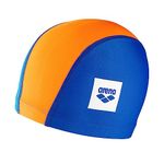 Arena Unisex Junior Unix II Swim Cap for Boys and Girls Ages 6 to 12 Lightweight Stretch Fabric Kids’ Pool Bathing Cap, One Size, Blue/Orange/Lightblue