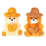 Fclues STORE Cap Teddy Bear Soft Toy | Birthday Gift for Girls/Wife, Boyfriend/Husband, Soft Toys Wedding for Couple Special, Baby Toys Gift Items Set of 2 CR & BR-0152