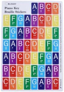 BLEWAY Braille Piano Keyboard Stickers, Full Size 88-Key, Raise Tactial Large-Letter Multi-Color Labels, Non-Damaging Adhesive, ADA Compliant