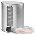 Stackable Daily Pill Organizer - Premium Weekly Medication Reminder with 7 Individual Stacking Cases - Weekly AM/PM Pill Box with 4 Times a Day, a Everyday Medicine Organizer for Vitamins, Silver