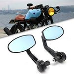 DREAMIZER Universal 7/8" Bar End Motorcycle Mirrors Oval Rear View Side for Bobber Cafe Racer BLACK