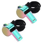 DIVINA VITAE Referee Whistle Sports with Lanyard- 2pcs Stainless Steel Metal Whistles Colorful Whistles for Teachers Emergency Whistle for Outdoor Activities, Referees, Coaches, Lifeguards, Soccer