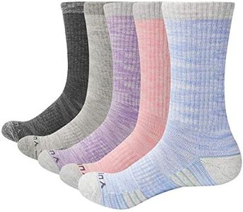 YUEDGE Women's Moisture Wicking Cotton Cushion Crew Socks 5Pairs/Pack Sports Outdoor Athletic Hiking Socks (Large)