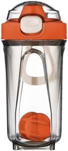 Mecmbj shaker proteine, shaker sport, shaker protéines de 500 ml avec boule mélangeur, bouteille shaker à protéines avec couvercle étanche et poignée pour shakes en poudre et crémeux (orange)