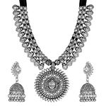 Shining Diva Fashion Latest Oxidized Necklace Oxidised Jewellery Set for Women (Black) (11241s)