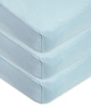 American Baby Company 3 Piece 100% Cotton Jersey Knit Fitted Crib Sheet, Blue