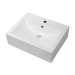 Funmier Rectangular Wall Mount Vessel Sink - 20x16 Inch White Bathroom Sink, Modern Porcelain Ceramic, Floating Art Basin