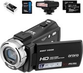 ORDRO Video Camera with IR Night Vision, 1080P Camcorder, 16X Digital Zoom Vlogging Camera with Night Vision Light, Video Recorder with Light and 2 Batteries, Remote Control