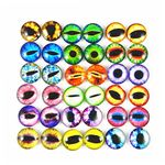 Julie Wang 10mm 100pcs Mixed Style Dragon Eyes Round time gem Cover Glass Cabochon Dome Jewelry Finding Cameo Pendant Settings